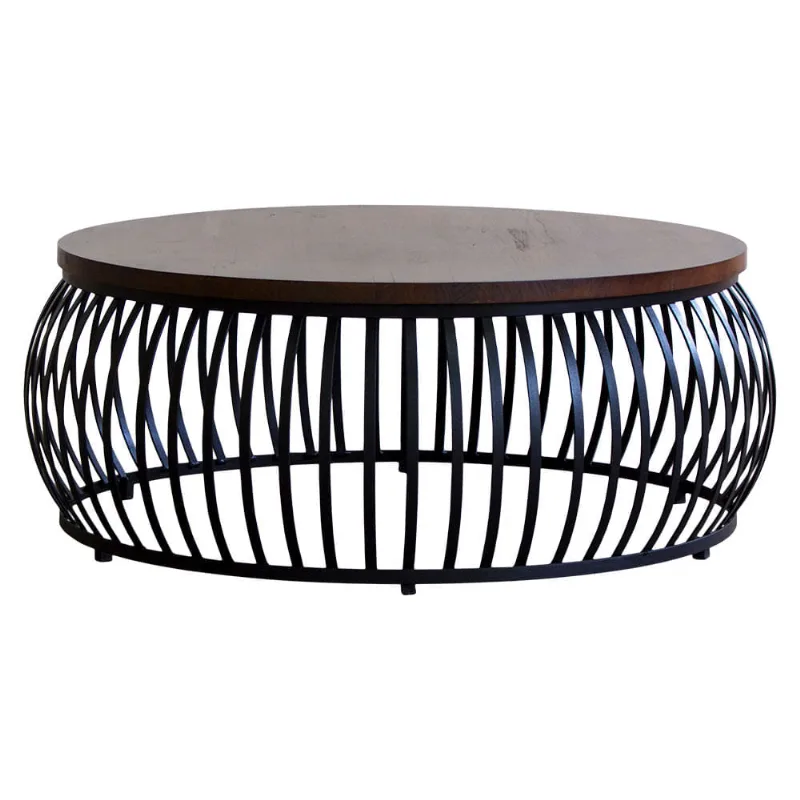 Mesa de Centro Iron Castanho e Preta 88cm