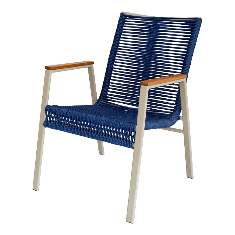 Cadeira Montana com Corda Nautica Azul e Creme