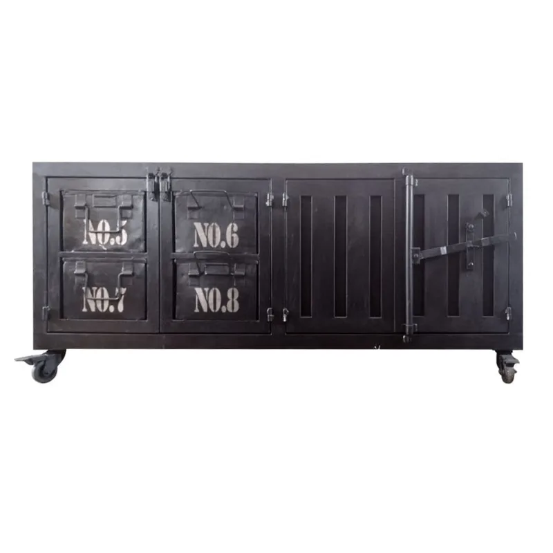 Rack Container Mad Preto em Aço Escovado com Portas - 1,70m