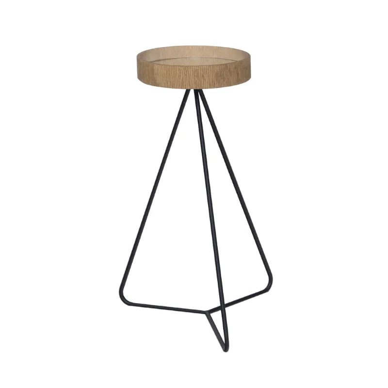 Mesa de Apoio Notie Preta e Marrom 24cm