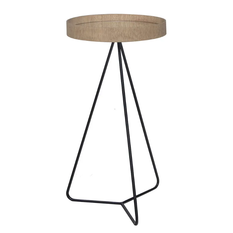 Mesa de Apoio Notie Preta e Marrom 34cm