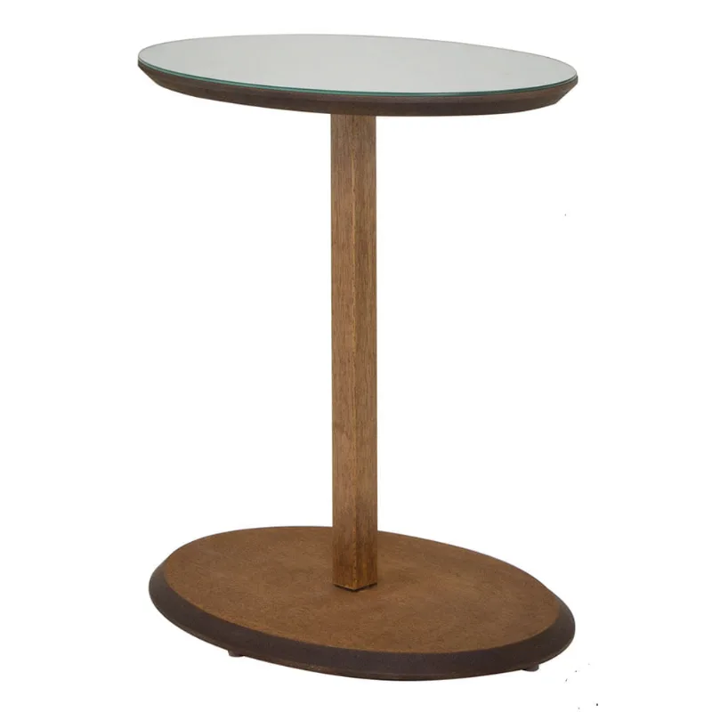 Mesa de Apoio Topazio Branca e Marrom 44cm