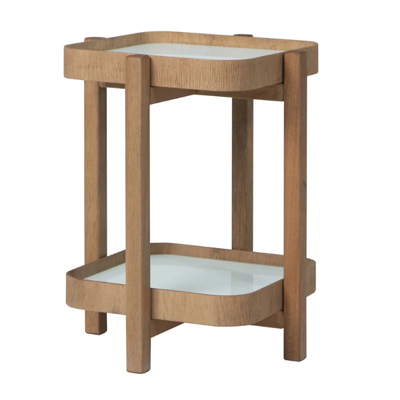 Mesa de Apoio Ninho Yume Branco e Marrom 45cm