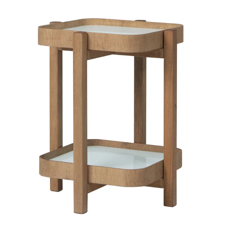 Mesa de Apoio Ninho Yumi Branco e Marrom 45cm