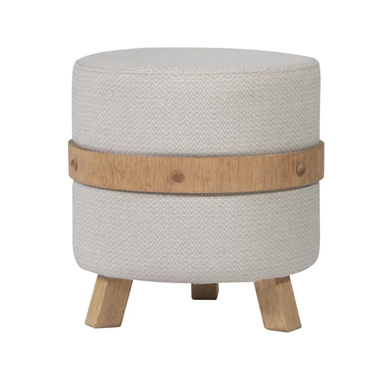 Puff Holly Pequeno Branco e Cinza