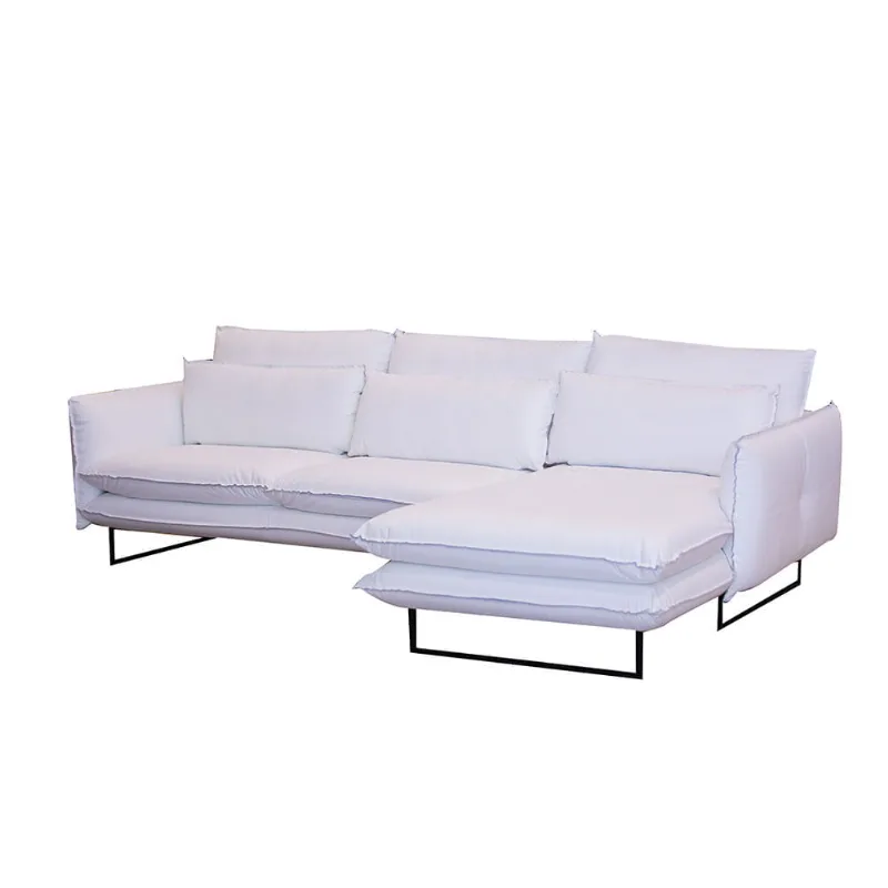 Sofá Ibiza em Couro com Chaise Branco - 2,70m