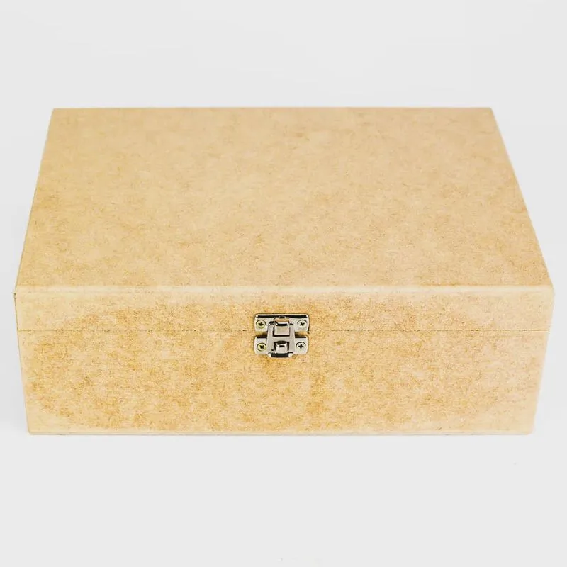 Caixa para Mini Vinho Dupla com Fecho e Dobradiça de mdf Madeira Crua Tamanho: 24,5 x 18 x 8,7 cm