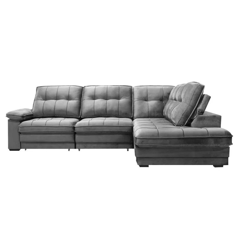 Sofá Annapolis Retrátil com Chaise Direita Cinza