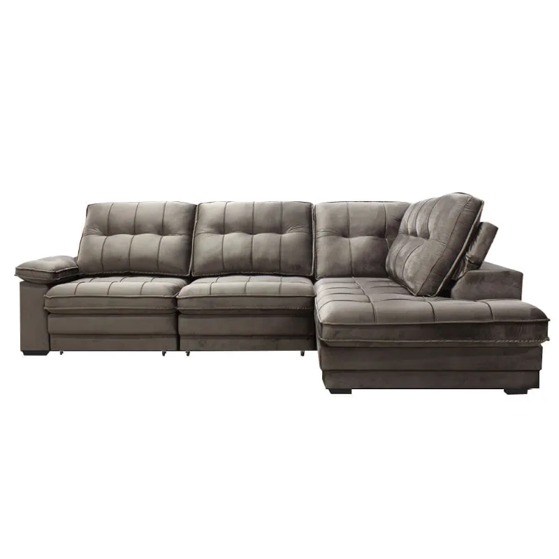 Sofá Annapolis Retrátil com Chaise Direita Marrom