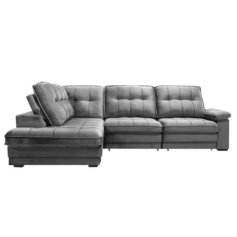 Sofá Annapolis Retrátil com Chaise Esquerda Cinza