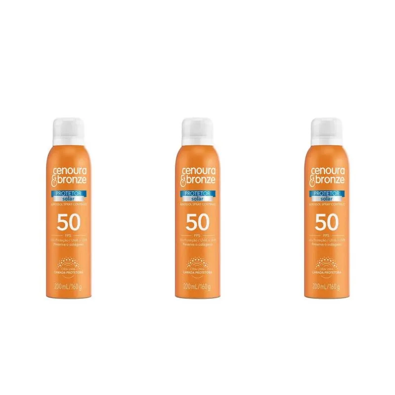 Cenoura Bronze Protetor Solar Aerosol Fps50 200ml (Kit C-03)