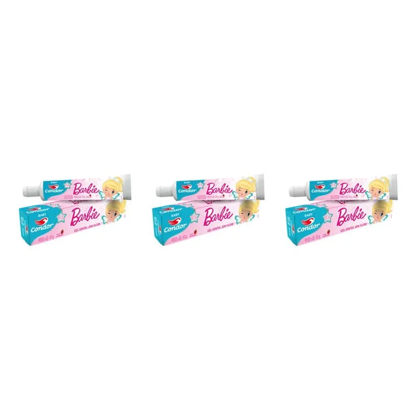 Condor Baby Barbie 0-2 Anos Gel Dental S- Fluor 50g (kit C-03)