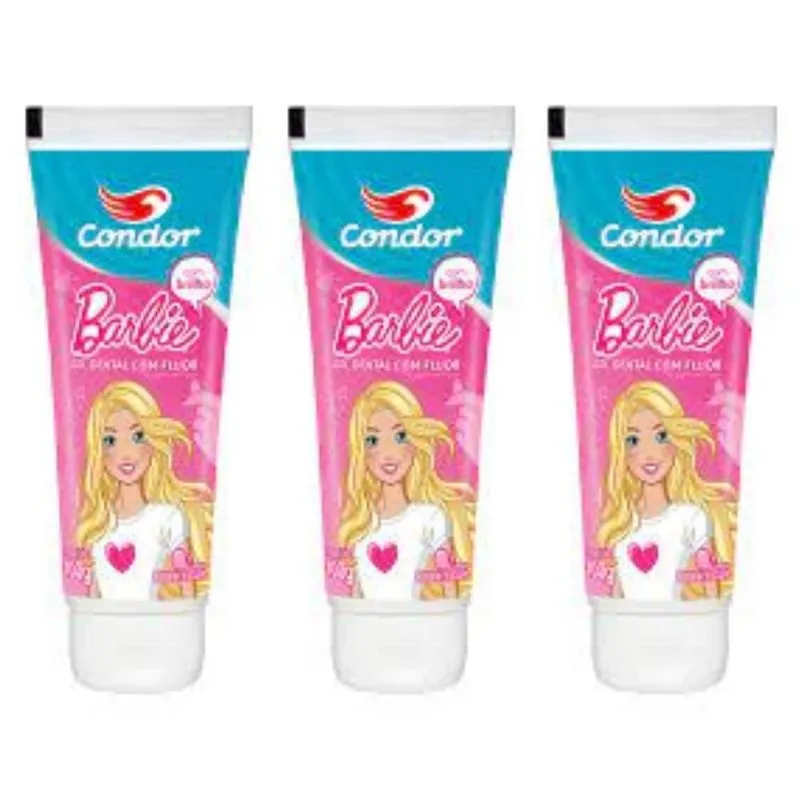 Condor Barbie Creme Dental Infantil C- Fluor E Brilhos 100g (kit C-03)