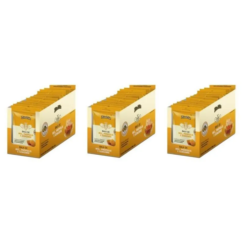 Ziin Ziin Gengibre Mel e Propolis Bala 20x30g (Kit C-03)