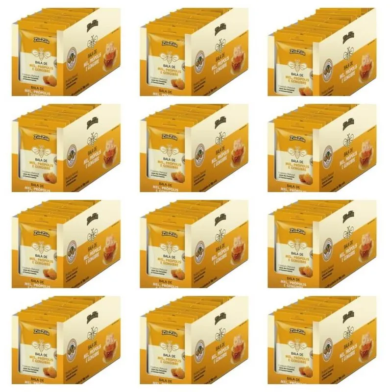 Ziin Ziin Gengibre Mel e Propolis Bala 20x30g (Kit C-12)