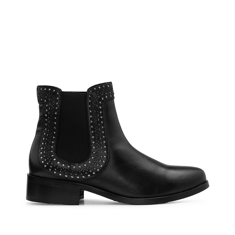 Botim Salto Raso Mulher Pele Preto 38