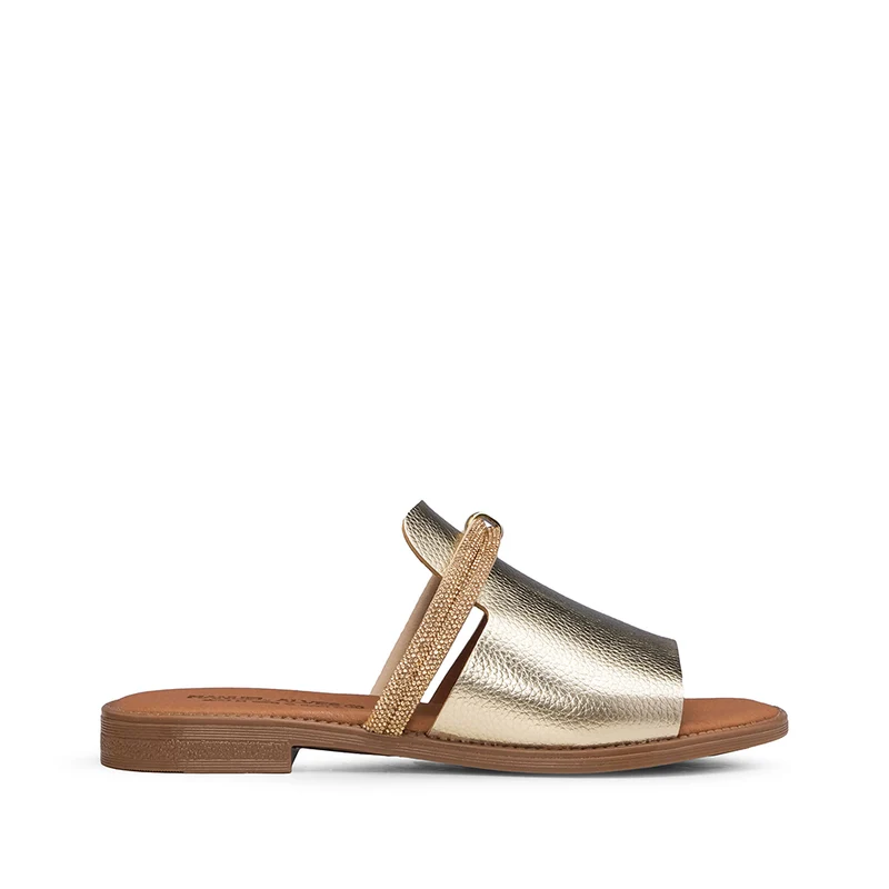 Chinelo Com Glitter Casual Mulher Metalizado Dourado 38