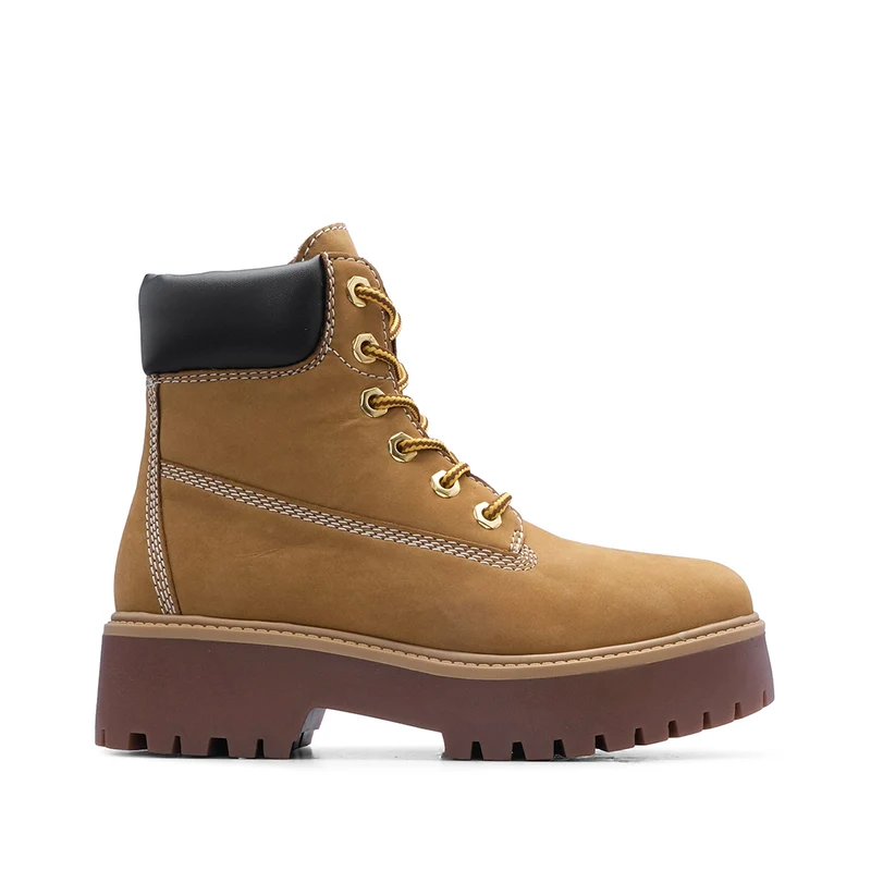 Botim Plataforma Mulher Nobuck Camel 35