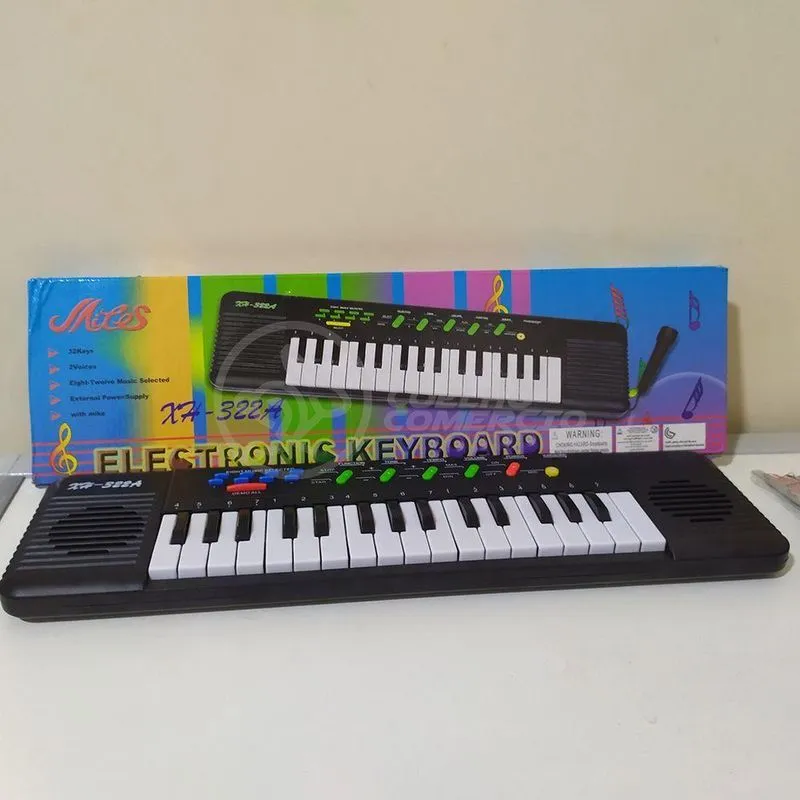 Mini Teclado Infantil Piano 32 Teclas Musical Com Microfone 15 Músicas Preto Smart Bracelet