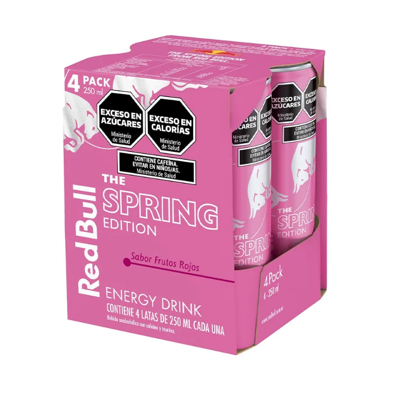 Bebida Energizante Spring Edition Sabor Frutos Rojos x 4 Un 250 Cc Red Bull