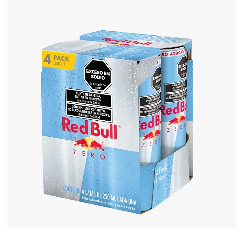 Bebida Energizante Sin Azúcar Zero x 4 Un 250 Ml Red Bull