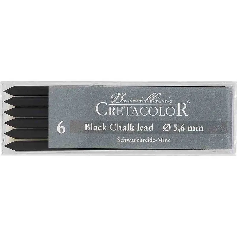 Estojo Mina 5.6mm Black Chalk c/6 unidades Cretacolor