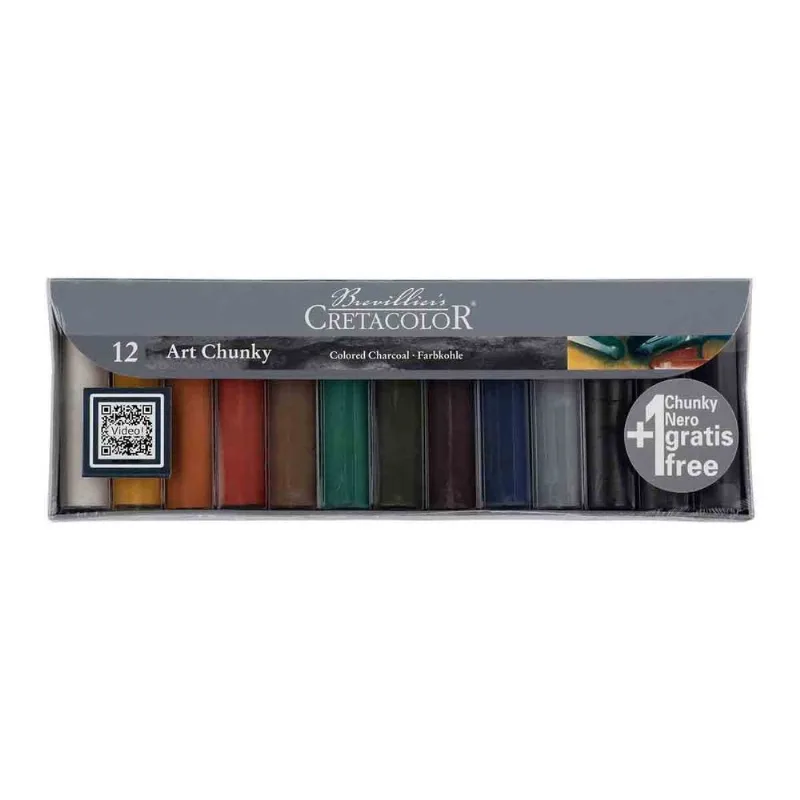Conjunto De Carvão Colorido Art Chunk Cretacolor 12 Cores