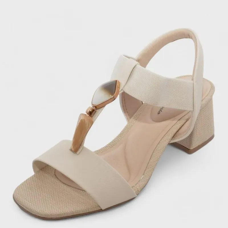 Sandália Feminina Modare Salto Medio napa floather-elastico-tecido