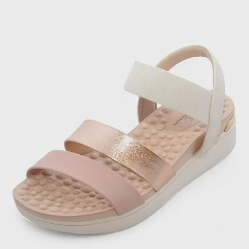 Sandália Feminina Modare Flatform metalizdo-napa pele strech-elastico