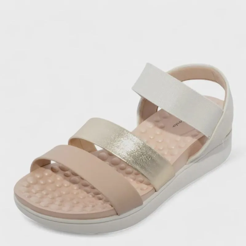 Sandália Feminina Modare Flatform metalizado-napa-elastico
