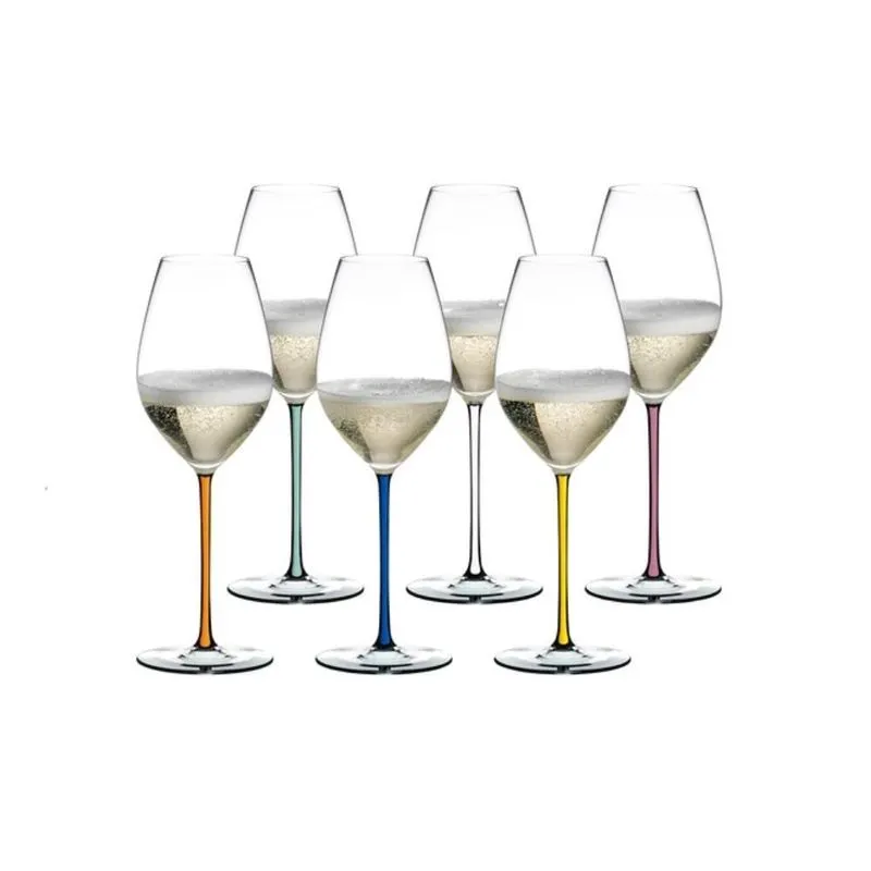 Kit 6 Taças De Champagne Fatto A Mano Haste Colorida Riedel