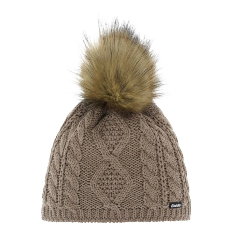 Eisbar Nelia Lux MU Womens Faux Fur Pom Beanie Beige / One Size