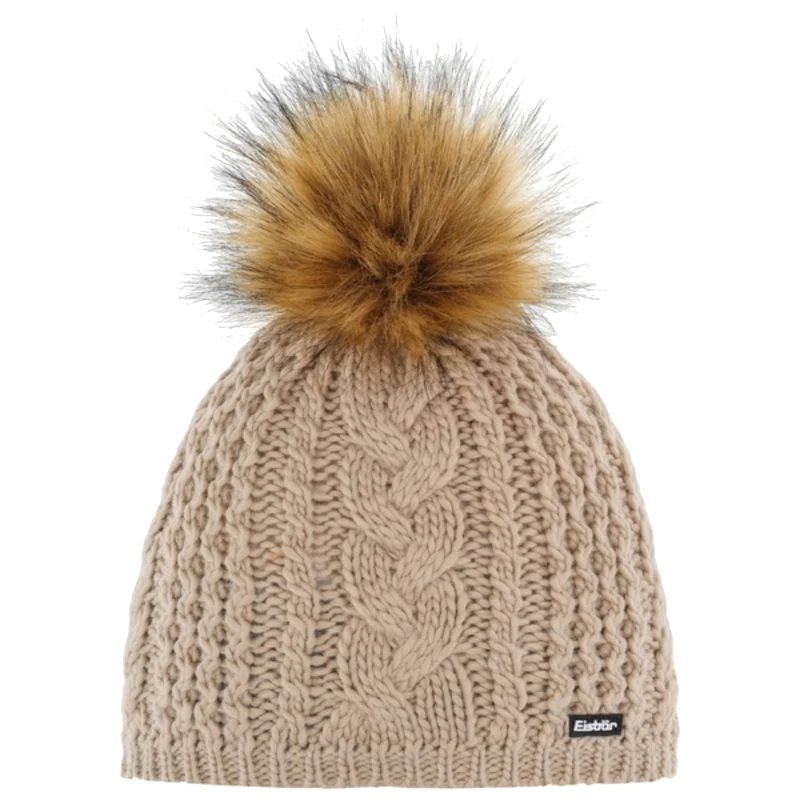 Eisbar Afra Lux Womens Faux Fur Pom Beanie Sandstone / One Size