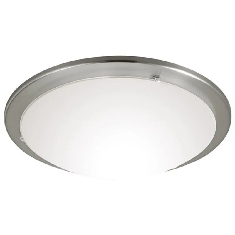 EGLO Planet 14.63-in 2-Light Matte Nickel Flush Mount Light with Satin Glass