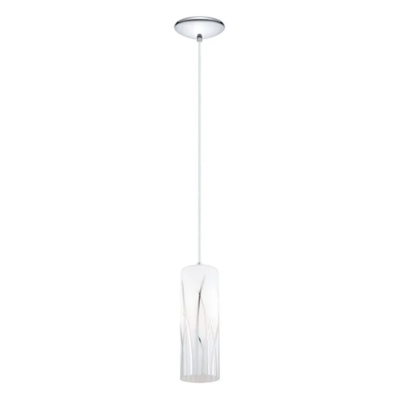 EGLO Rivato 1-Light Chrome Pendant Light with White and Chrome Glass