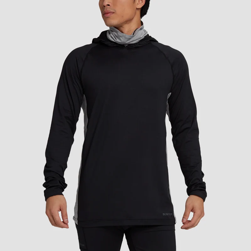 Burton Midweight X Base Layer Long Neck Hoodie T-Shirt True Black/Grey Heather Large / True Black/Grey Heather