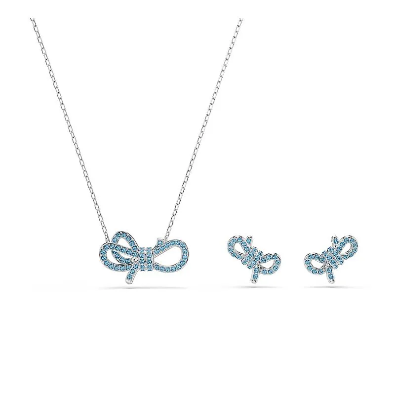 Conjunto Lifelong Bow, Laço, Azul, Revestido em ródio