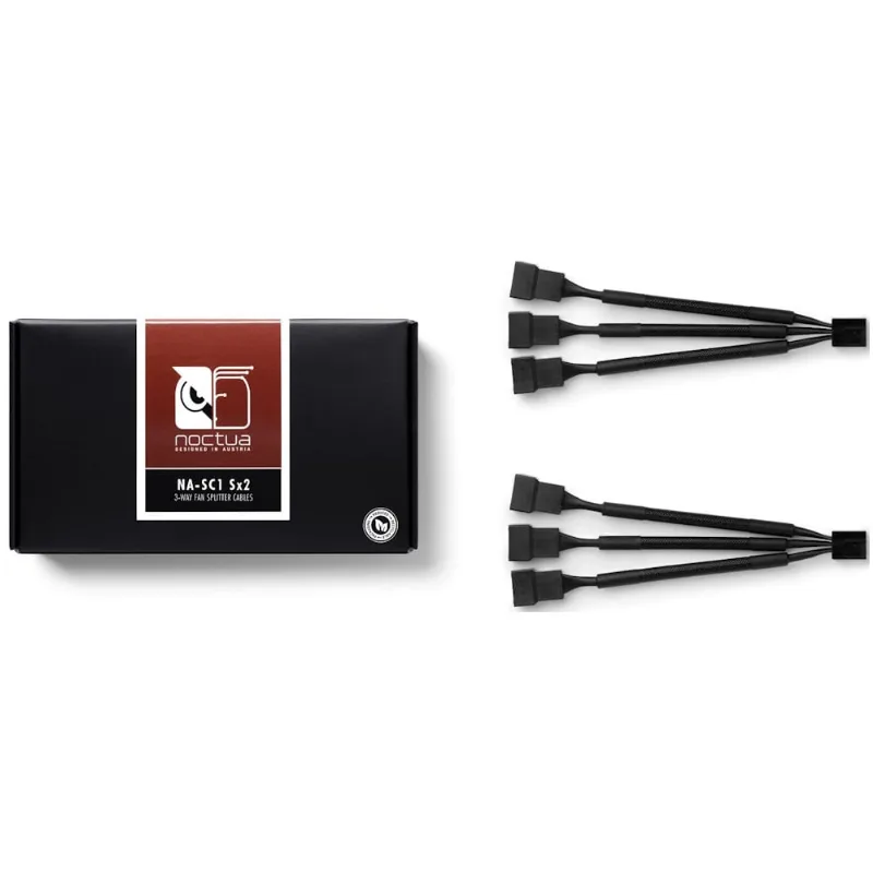 Cabo em Y p/ ventoinha - 3x 4 pinos PWM - 10cm - Noctua - NA-SC1 SX2 (kit c/ 2 cabos)