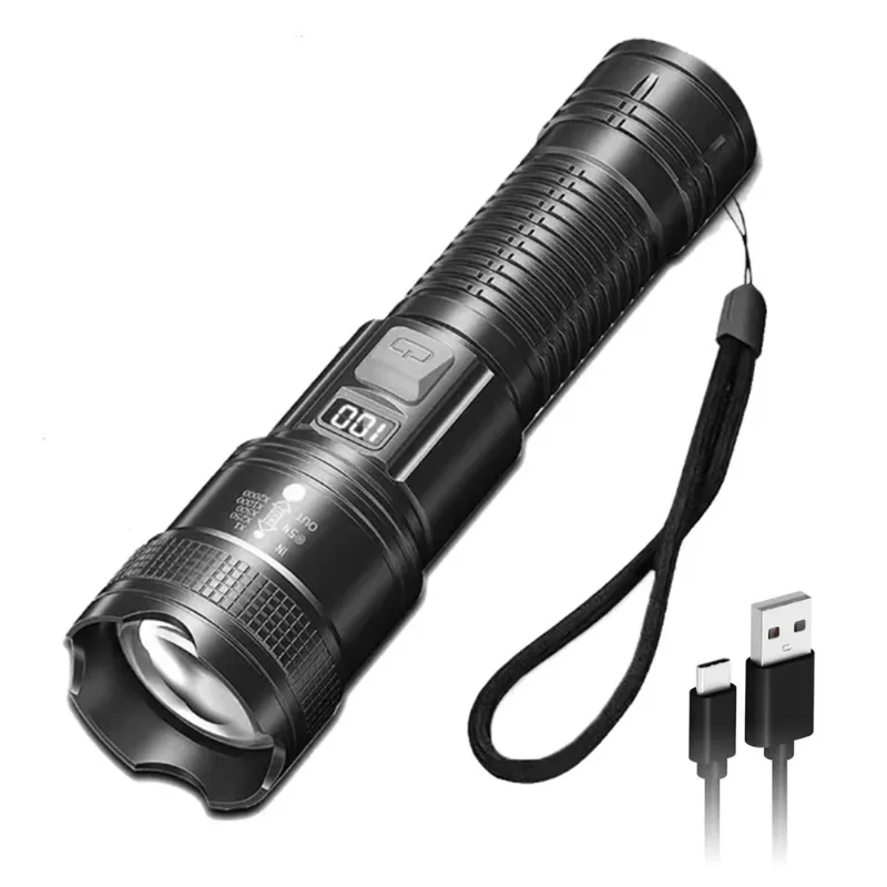 Linterna Led Recargable USB 1000Lm Zoom Power Bank