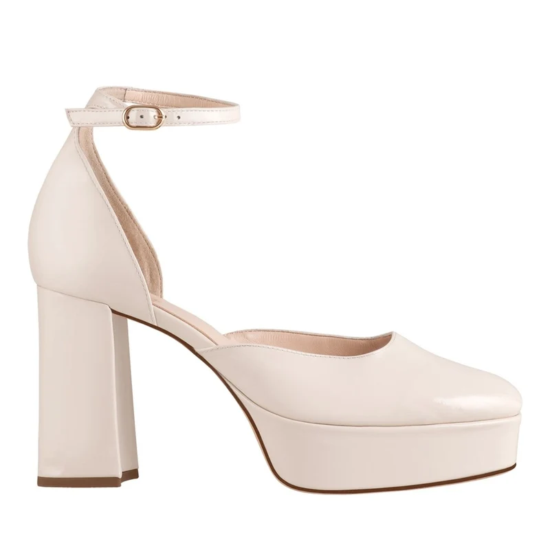 Högl Beige Victoria High Block Heel Patent Leather Pumps EU 41.5