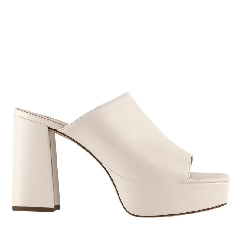 Högl White Carey High Block Heel Platform Leather Sandals EU 41.5