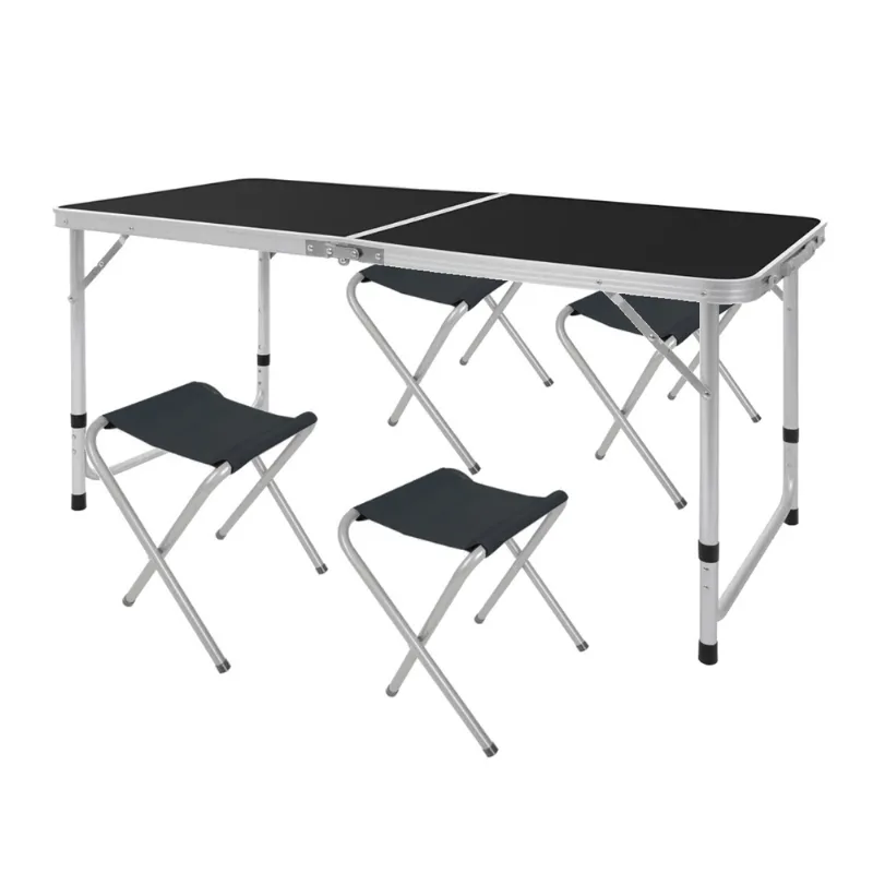 Mesa Camping Plegable Jardín Aluminio + 4 Banquetas