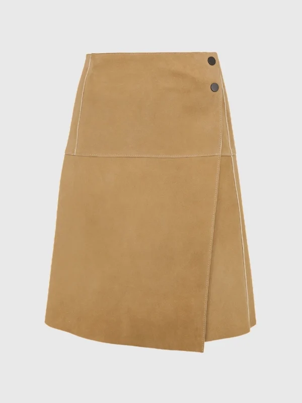 Frauenschuh Women's Milly Leather Skirt 36 / 94-0 CARAMEL