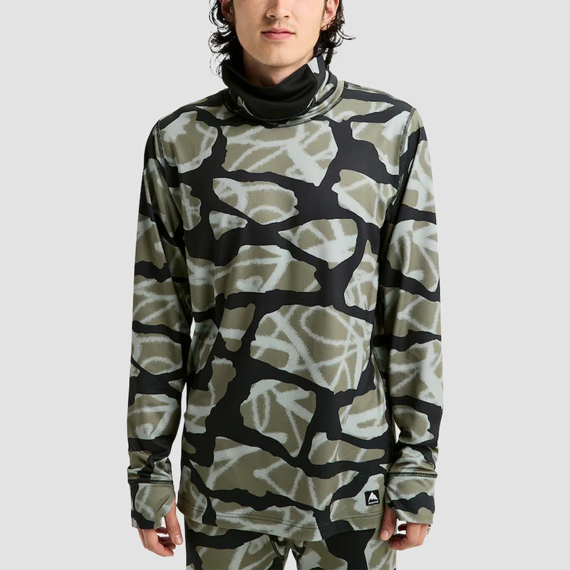 Burton Midweight Base Layer Long Neck Longsleeve T-Shirt Graffiti Camo Medium / Graffiti Camo
