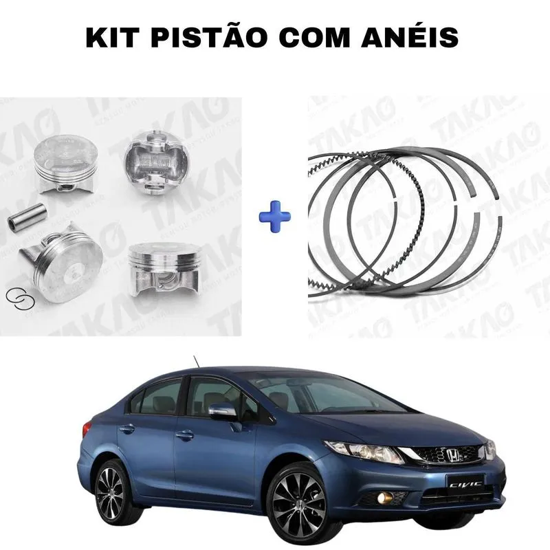 Pistão E Anéis Honda 1.8l 16v R18a1/a2/a6 New Civic