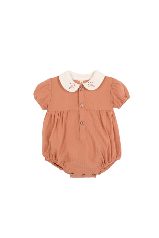 BIRINIT PETIT SALMON EMBROIDERED COLLAR ROMPER [FINAL SALE] 12-18M