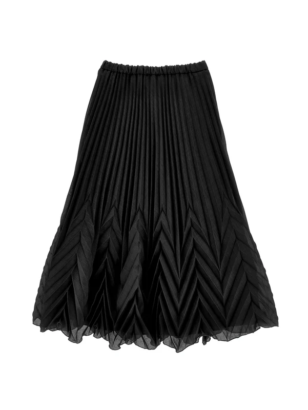 ERMANO SCERVINO BLACK CHEVRON PLEATED SKIRT 12