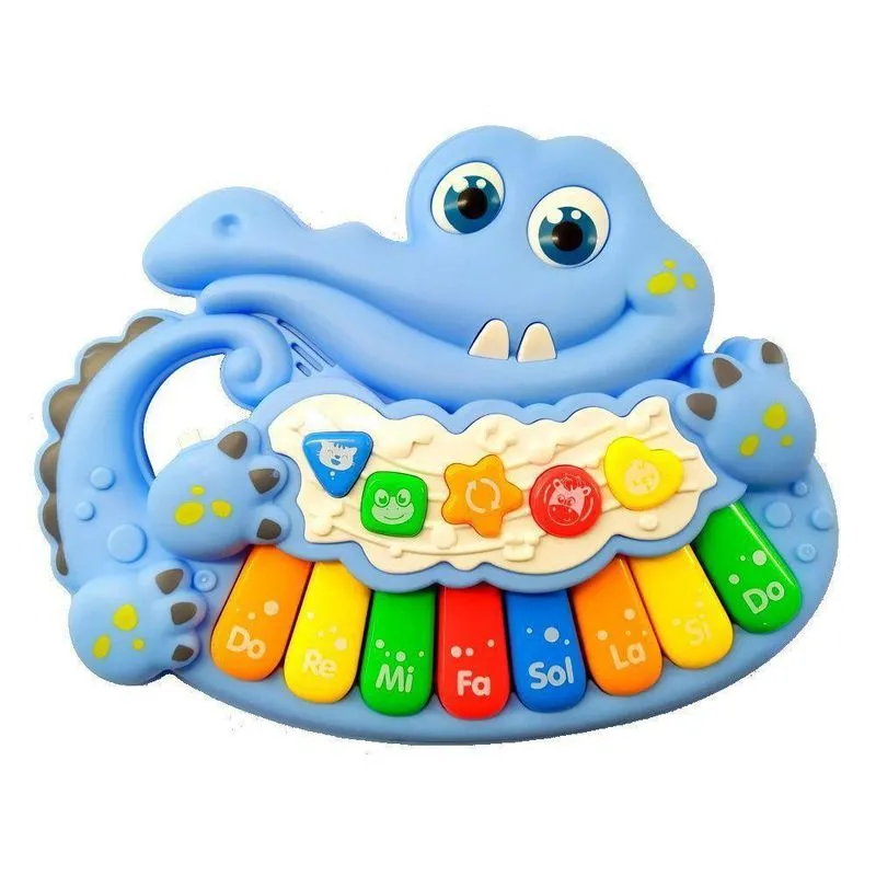 Teclado Musical Animalzinho Jacaré Azul - Bbr Toys