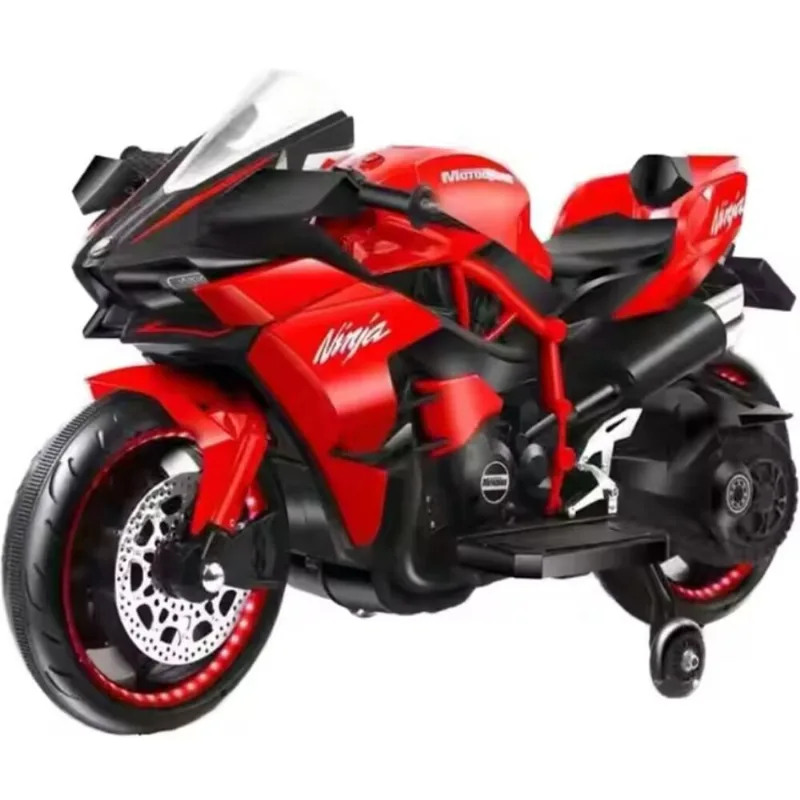 Moto a batería Modelo Ninja Kawasaki ZX con Luces LED y Pedal Autónomo ROJO