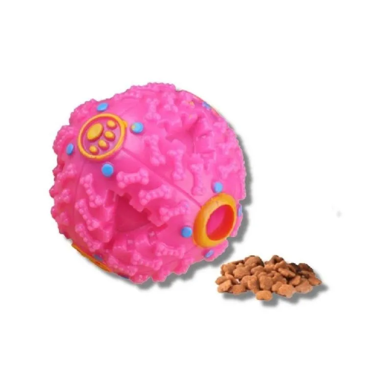 Brinquedo Para Cachorro Oem Bola Interativa Com Porta Petisco Plástico Rosa 7cm 1 Peça